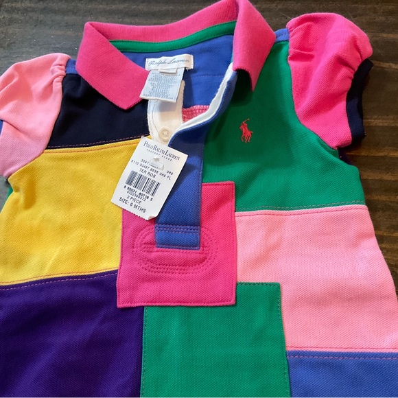 Ralph Lauren Kids Patchwork Polo Dress - Pink, Green, Blue, Yellow, Purple - Picture 7 of 8